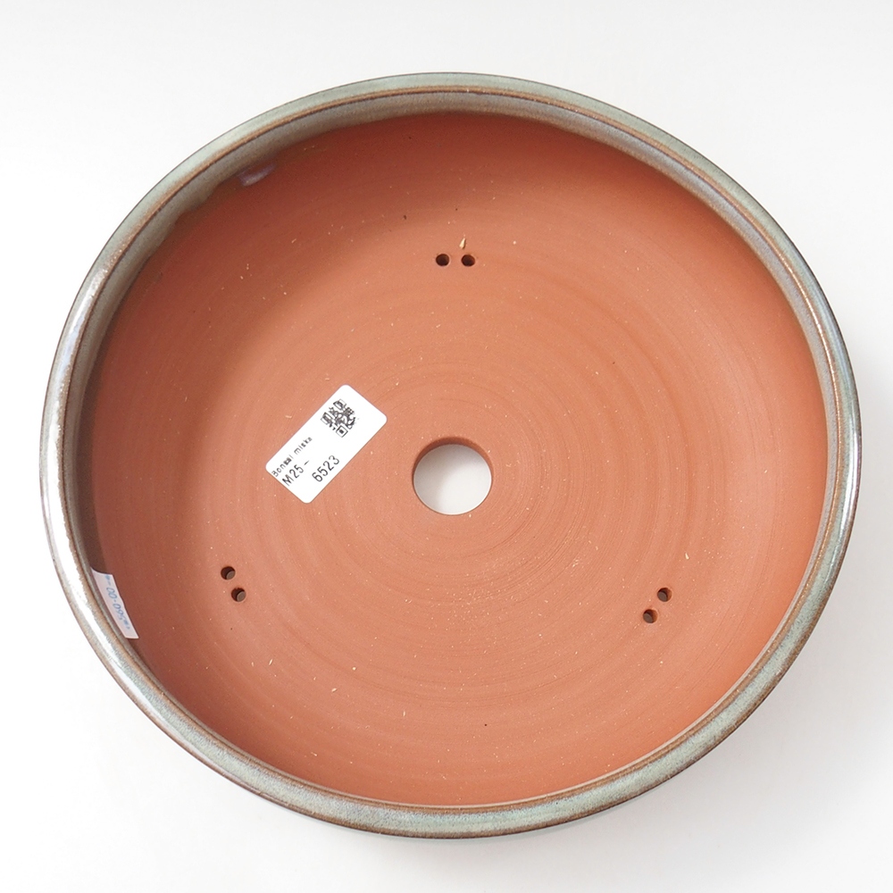 Ceramic bonsai bowl 24,5 x 24,5 x 6,5 cm, green
