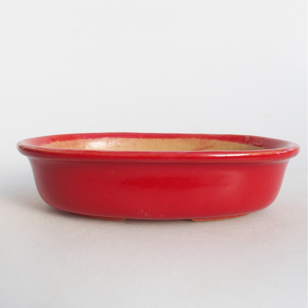Ceramic bonsai bowl 15 x 10,5 x 3,5 cm, colour red