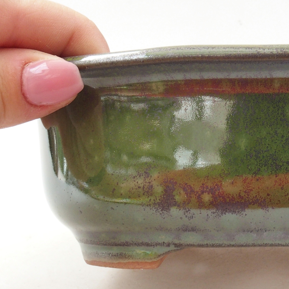 Ceramic bonsai bowl 15,5 x 12 x 5,5 cm, color green