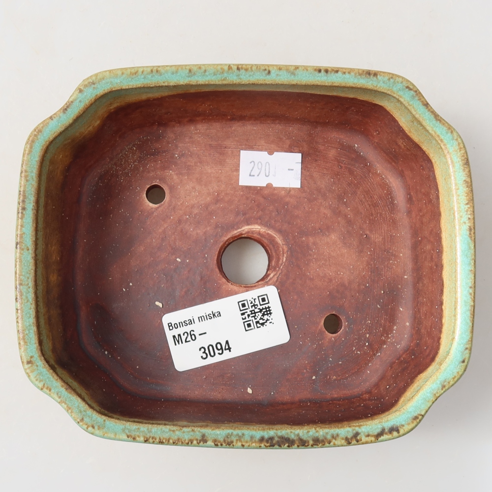 Ceramic bonsai pot, 13.5 x 11.5 x 4 cm, green