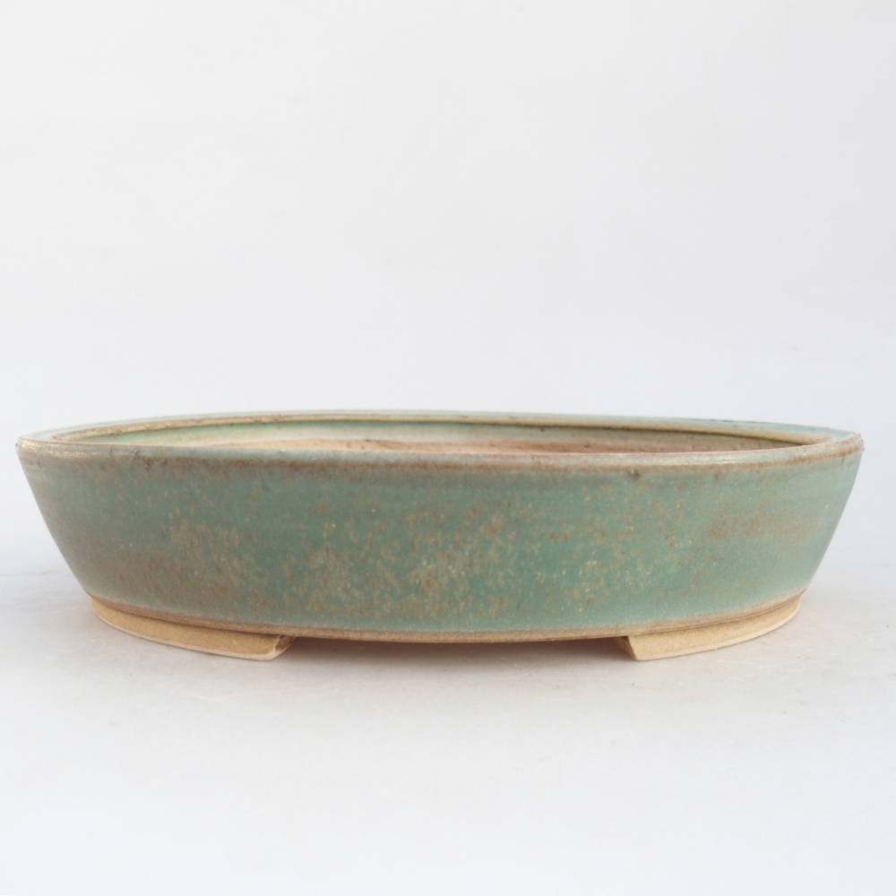Ceramic bonsai bowl 21 x 19 x 4,5 cm, green