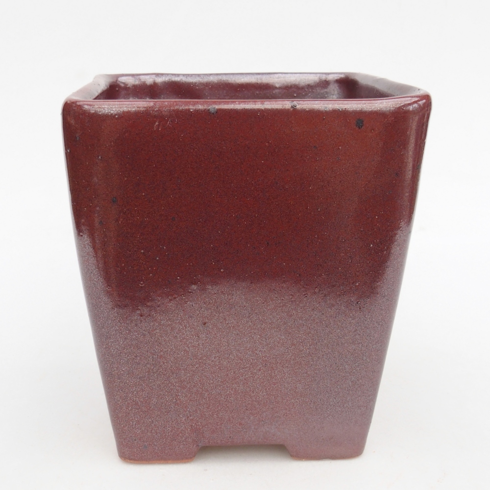 Ceramic bonsai bowl 13,5 x 13,5 x 15 cm, colour burgundy