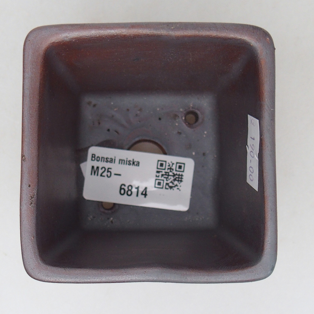 Ceramic bonsai bowl 7,5 x 7,5 x 7 cm, metal colour