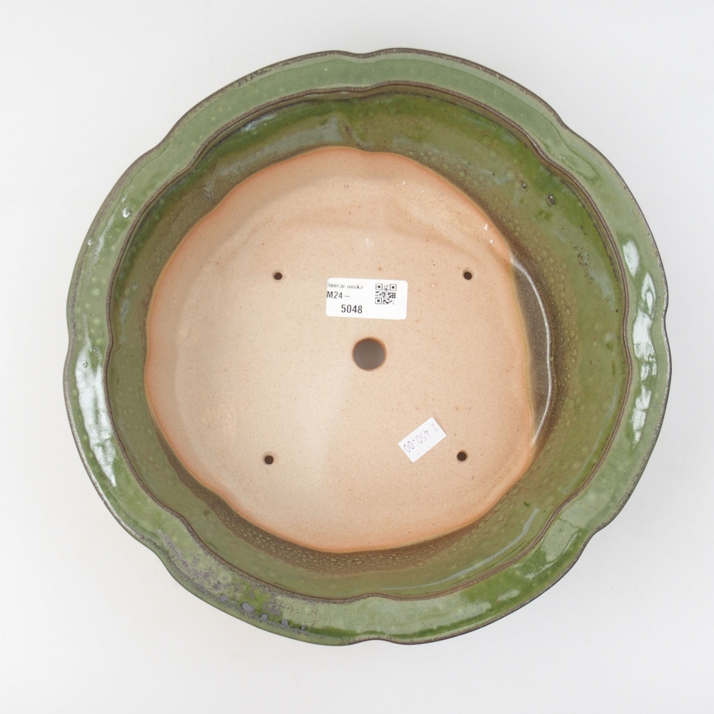 Ceramic bonsai bowl 26 x 26 x 8 cm, color green