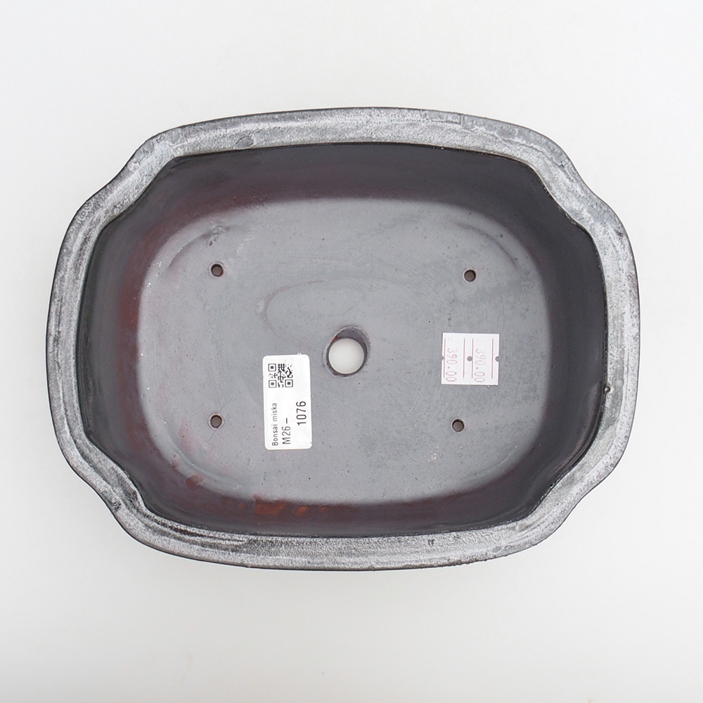Ceramic bonsai bowl 22 x 16,5 x 7 cm, metal colour