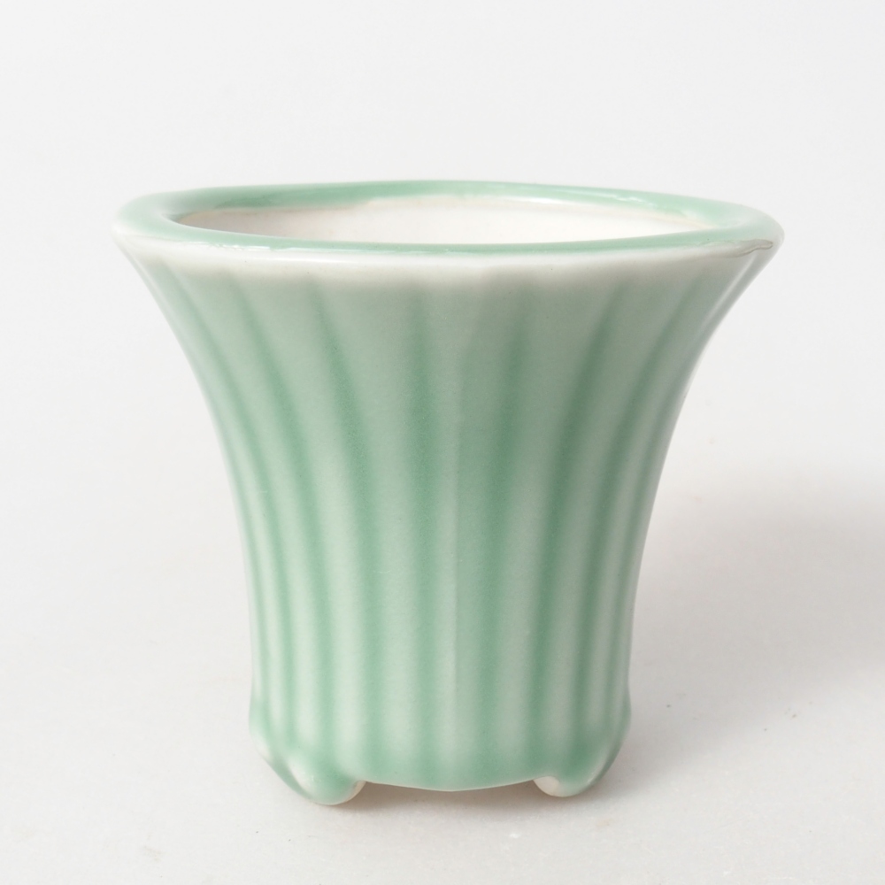 Ceramic bonsai bowl 9 x 9 x 8 cm, green