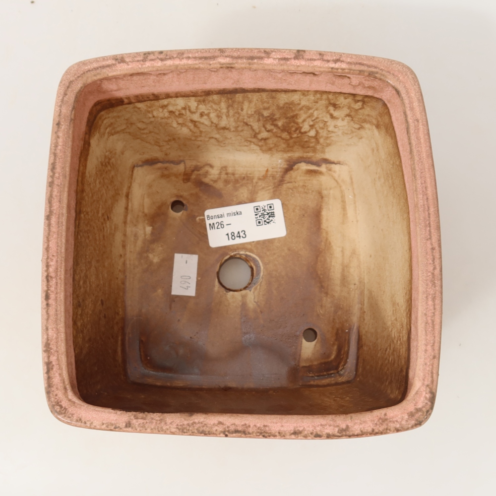 Ceramic bonsai pot, 16 x 16 x 10 cm, pink