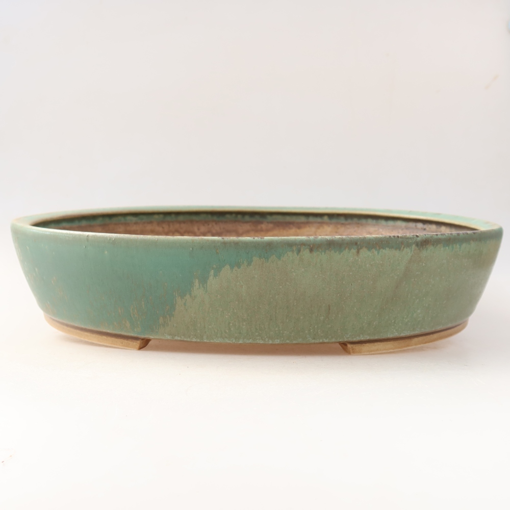 Ceramic bonsai pot, 32 x 27.5 x 6.5 cm, green