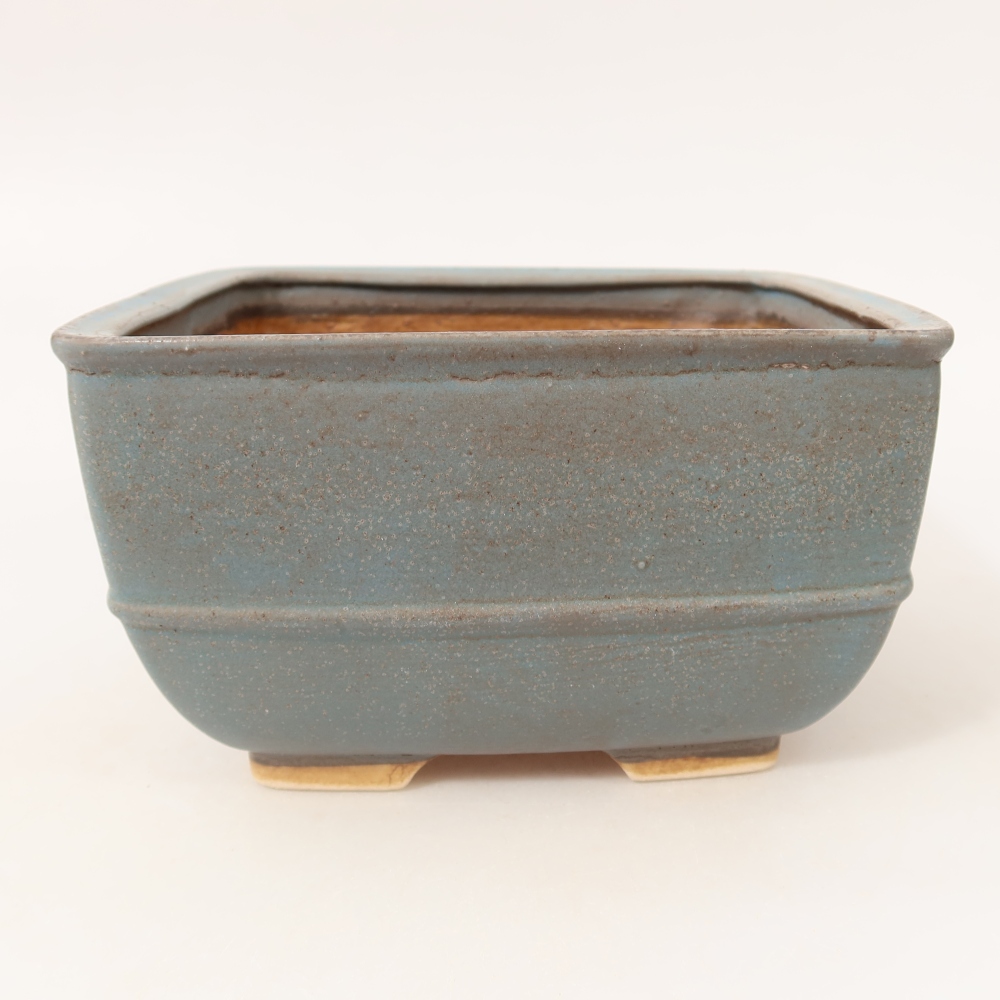 Ceramic bonsai pot, 16.5 x 16.5 x 9.5 cm, blue