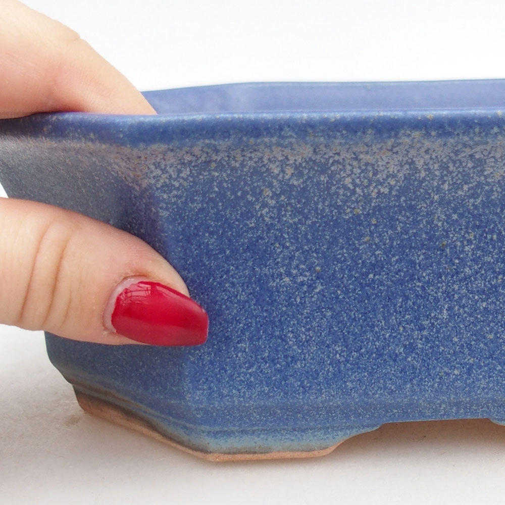 Ceramic bonsai bowl 17,5 x 17,5 x 6 cm, colour blue