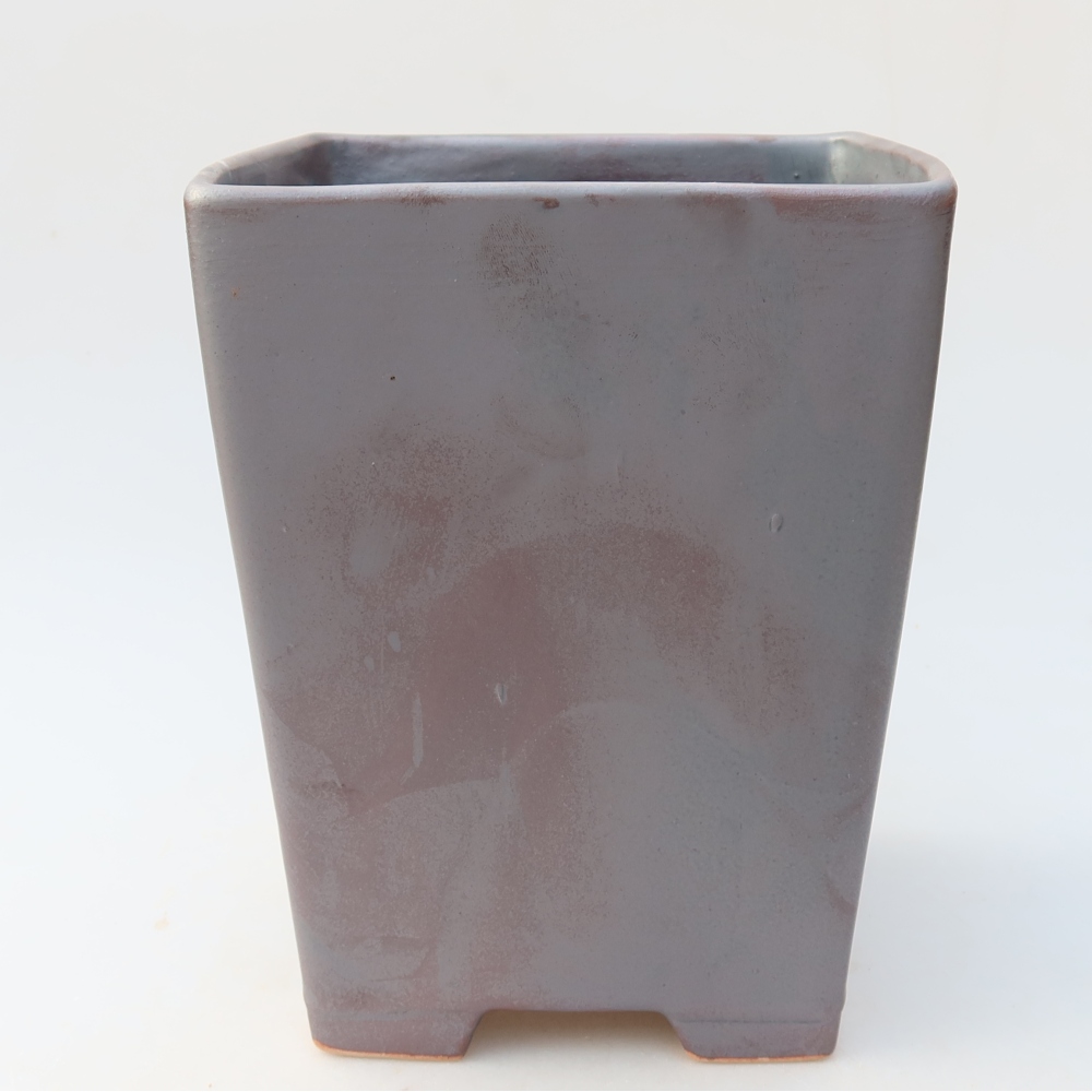 Ceramic bonsai bowl 15 x 15 x 19,5 cm, metal colour