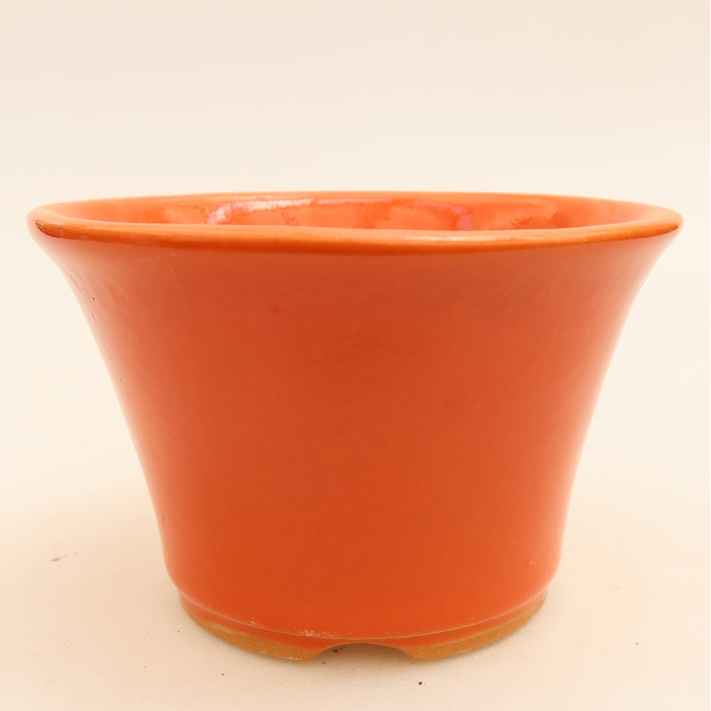 Ceramic bonsai pot, 11 x 11 x 7 cm, orange