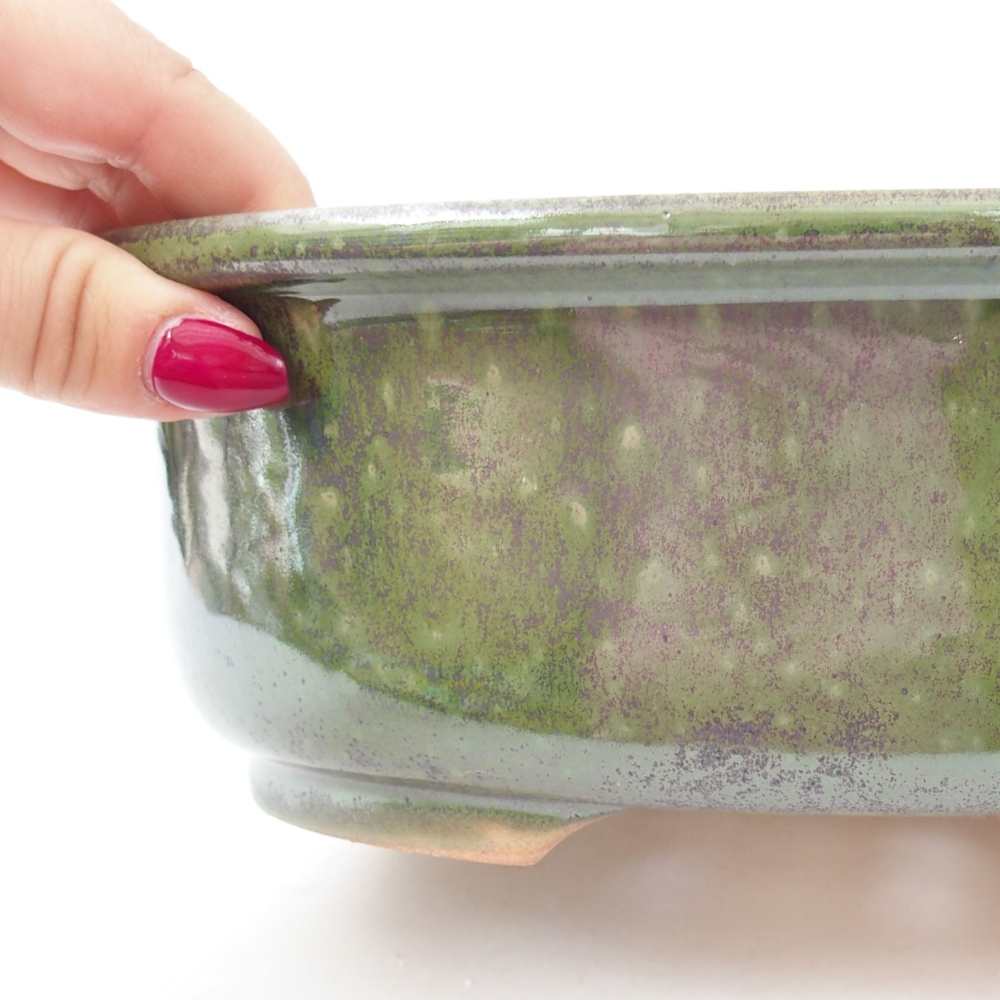 Ceramic bonsai bowl 23 x 19 x 8 cm, color green