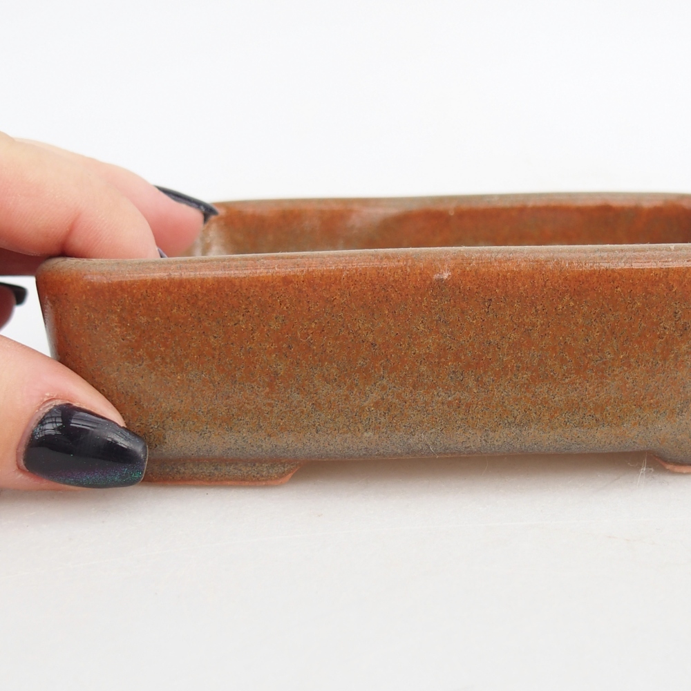 Ceramic bonsai bowl 12,5 x 9,5 x 3,5 cm, brown