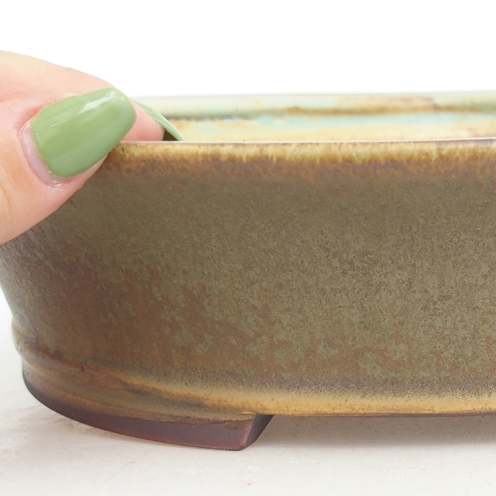Ceramic bonsai bowl 28 x 25 x 6,5 cm, green