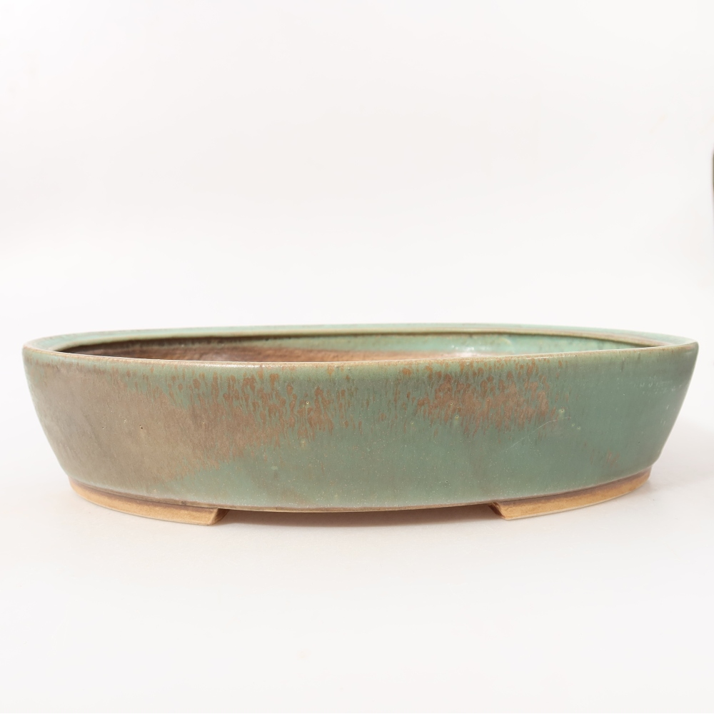 Ceramic bonsai bowl 31,5 x 27,5 x 6 cm, green