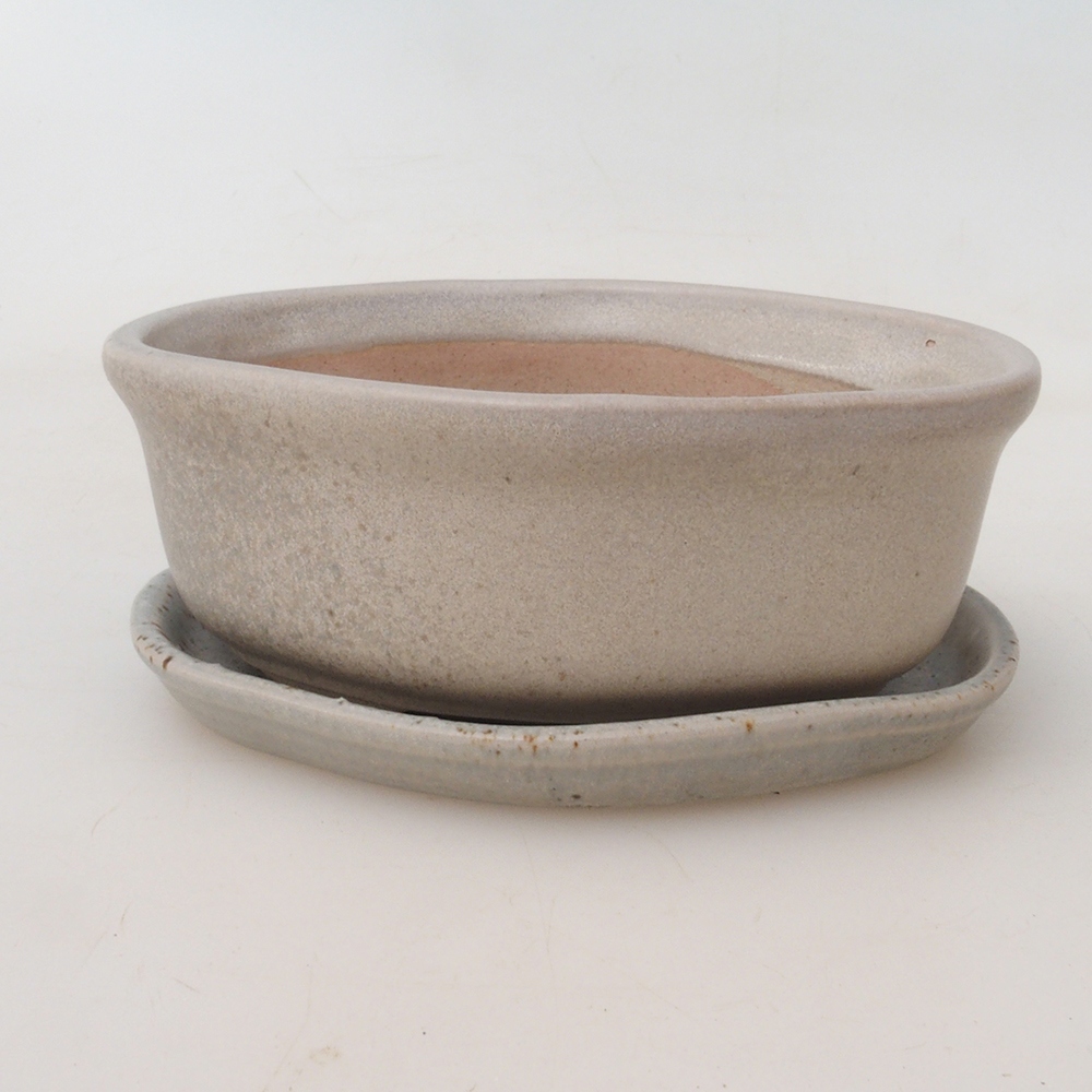 Bonsai pot + saucer H05 - 11 x 8 x 4 cm.