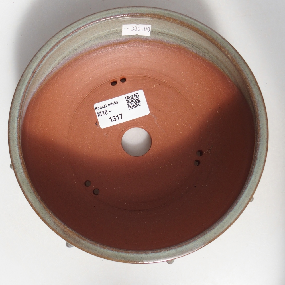 Ceramic bonsai bowl 17 x 17 x 6,5 cm, green