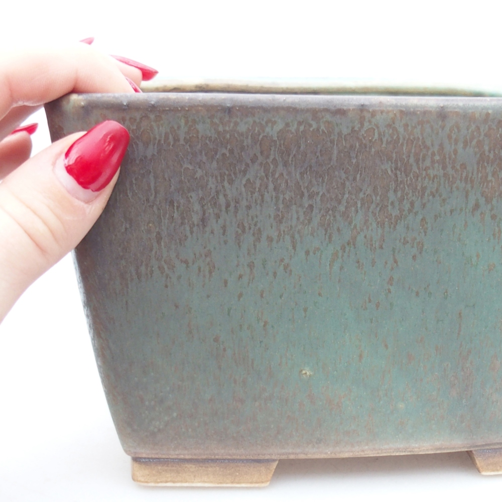 Ceramic bonsai bowl 16 x 16 x 10 cm, green