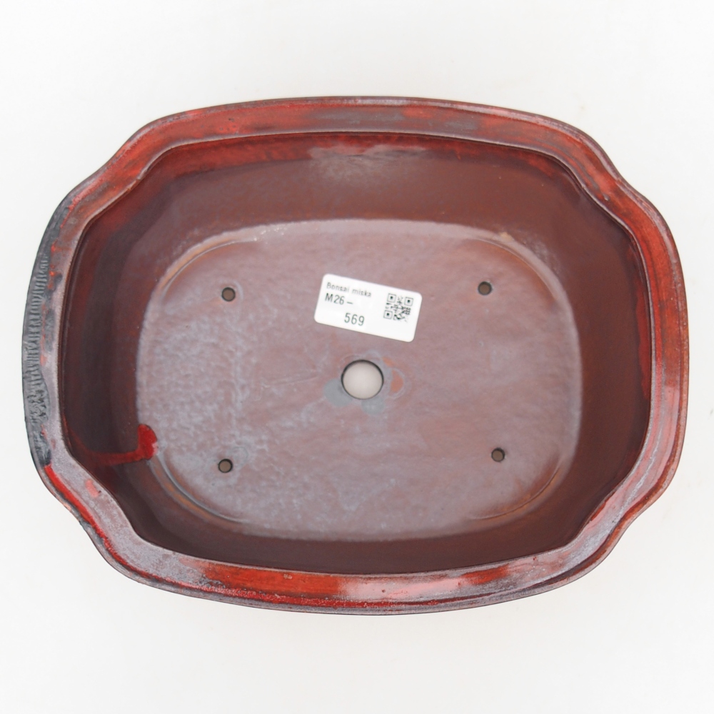 Ceramic bonsai bowl 22 x 18 x 7,5 cm, colour red