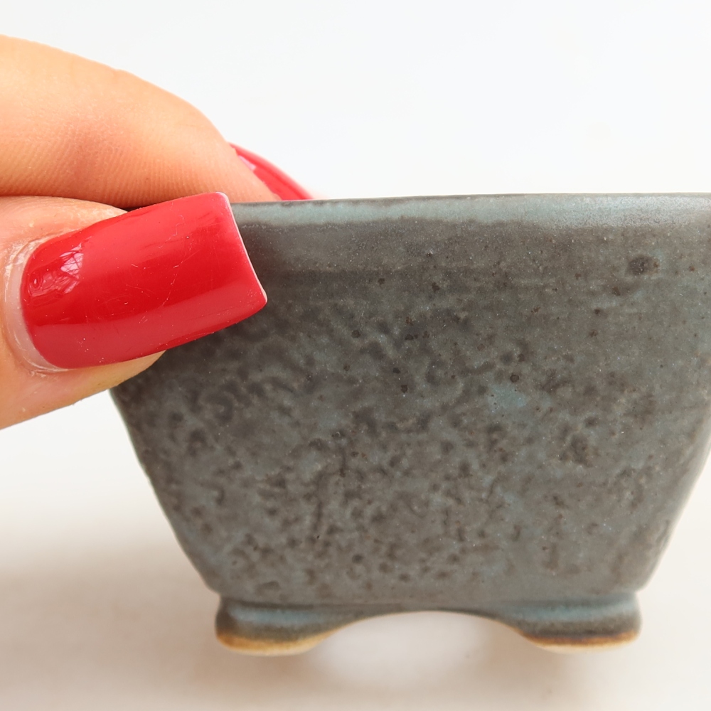 Ceramic bonsai pot, 6 x 6 x 4 cm, blue