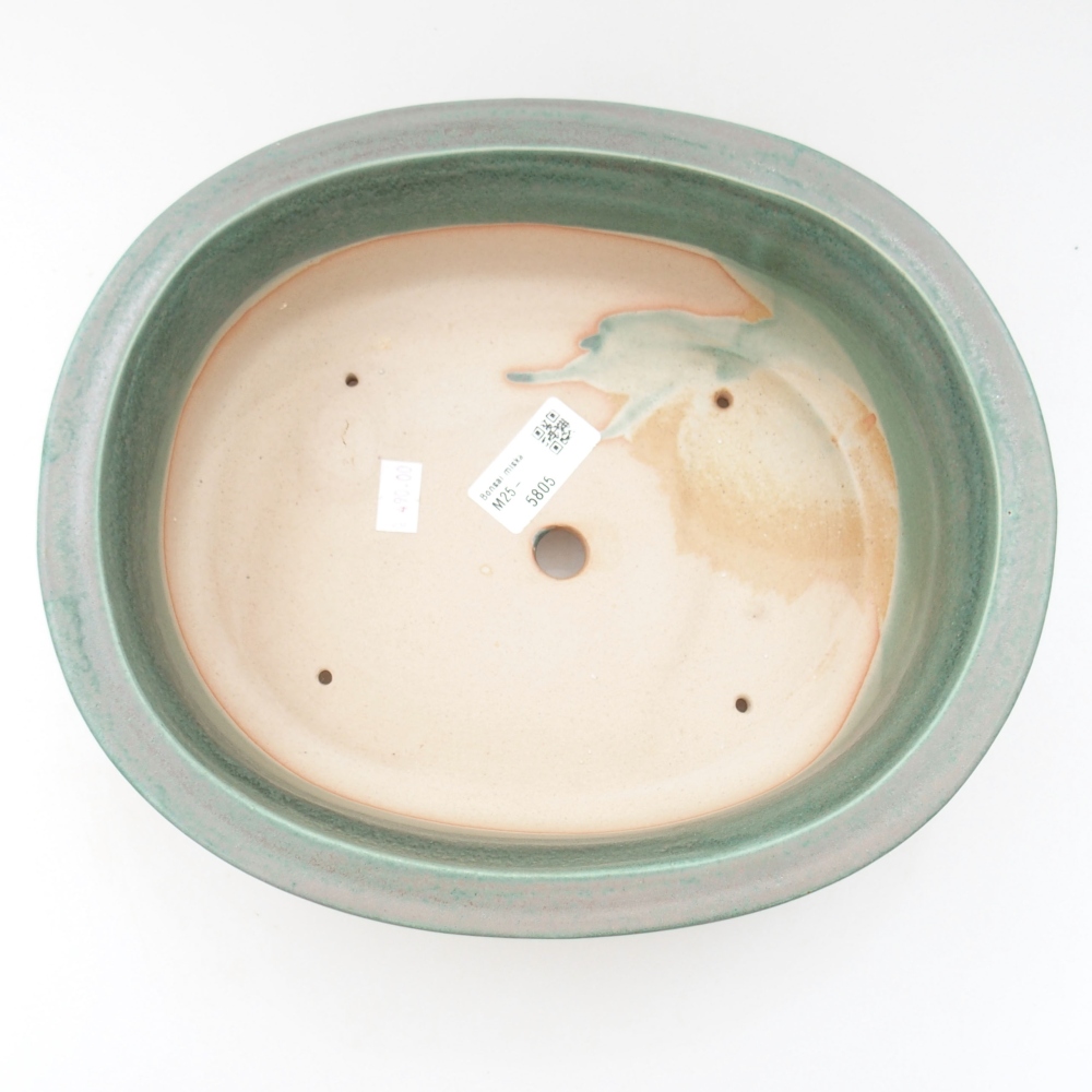 Ceramic bonsai bowl 26 x 22 x 8 cm, color green