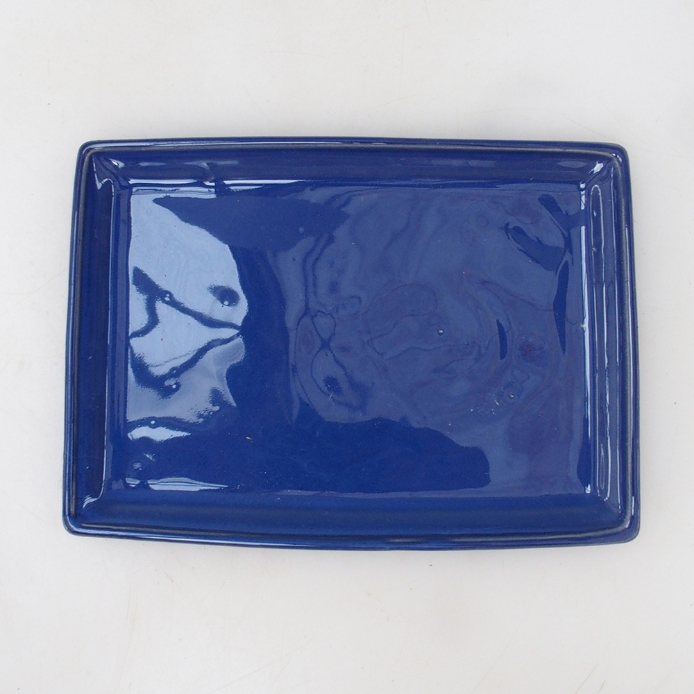 Bonsai bowl rectangle 19.5 x 14 x 1.5 cm - blue