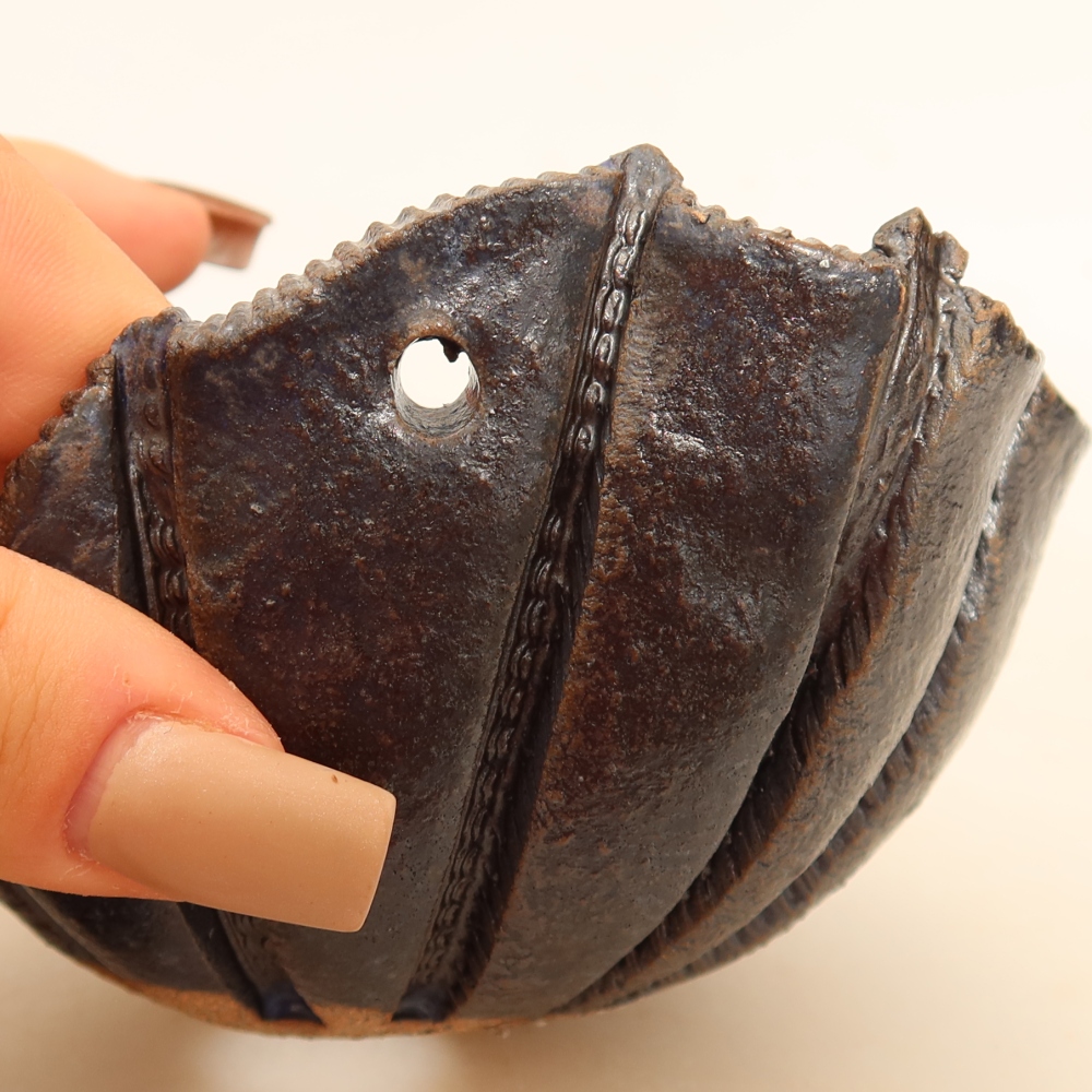 Ceramic Kokedama Pot, 10.5 x 10 x 7 cm, Blue