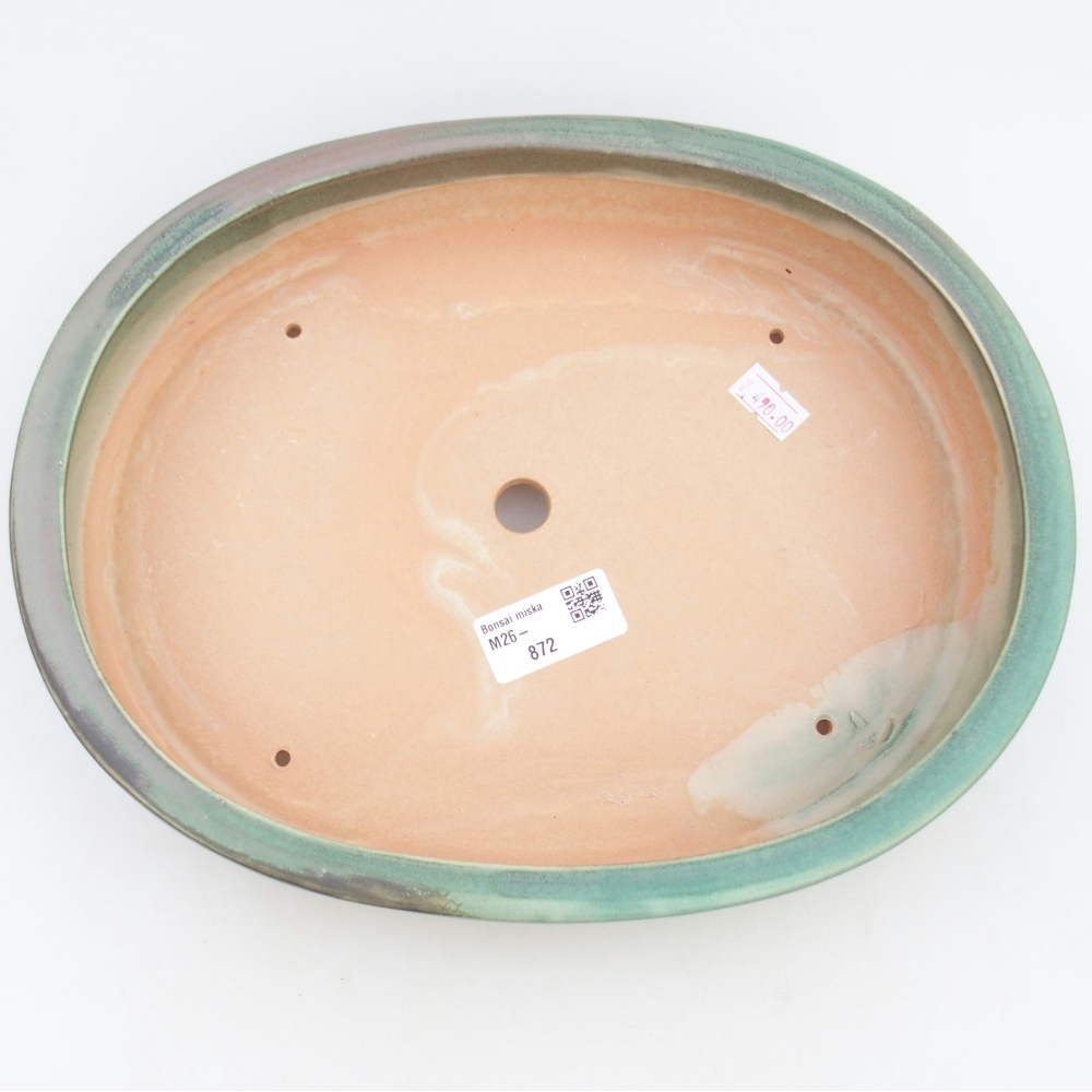 Ceramic bonsai bowl 26,5 x 21 x 5 cm, green