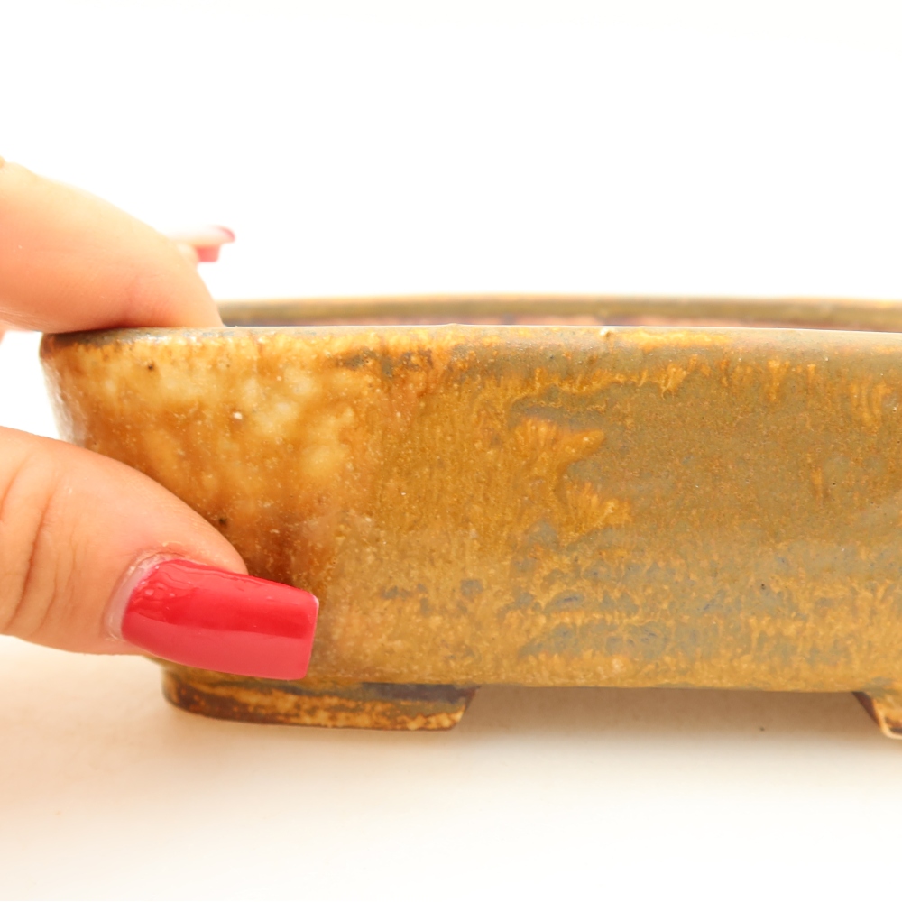 Ceramic bonsai pot, 14 x 11.5 x 4.5 cm, brown