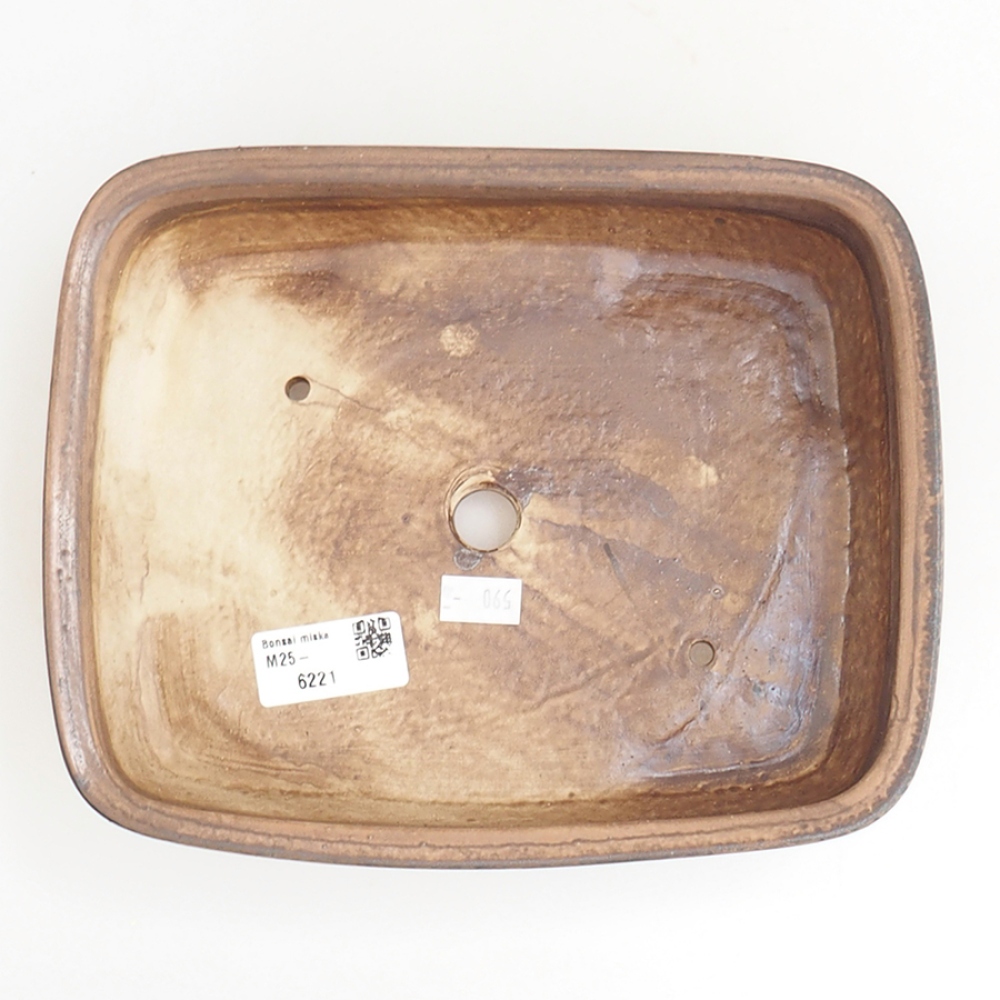 Ceramic bonsai bowl 21,5 x 17,5 x 5,5 cm, brown