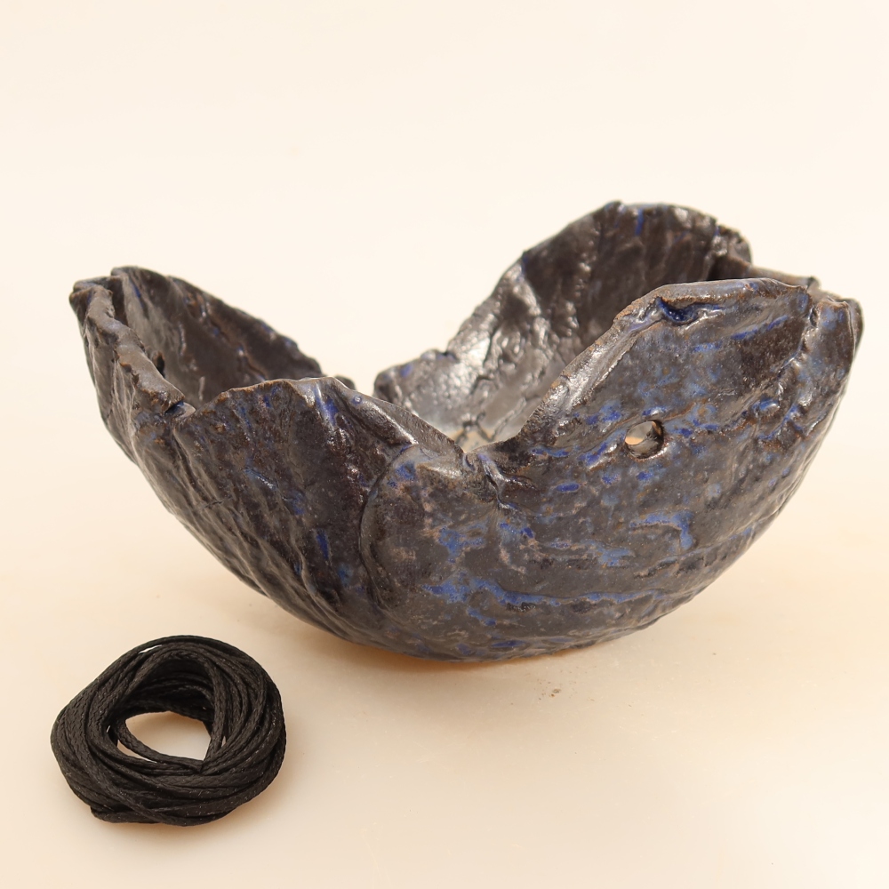 Ceramic Kokedama Pot, 14 x 12 x 7 cm, Blue