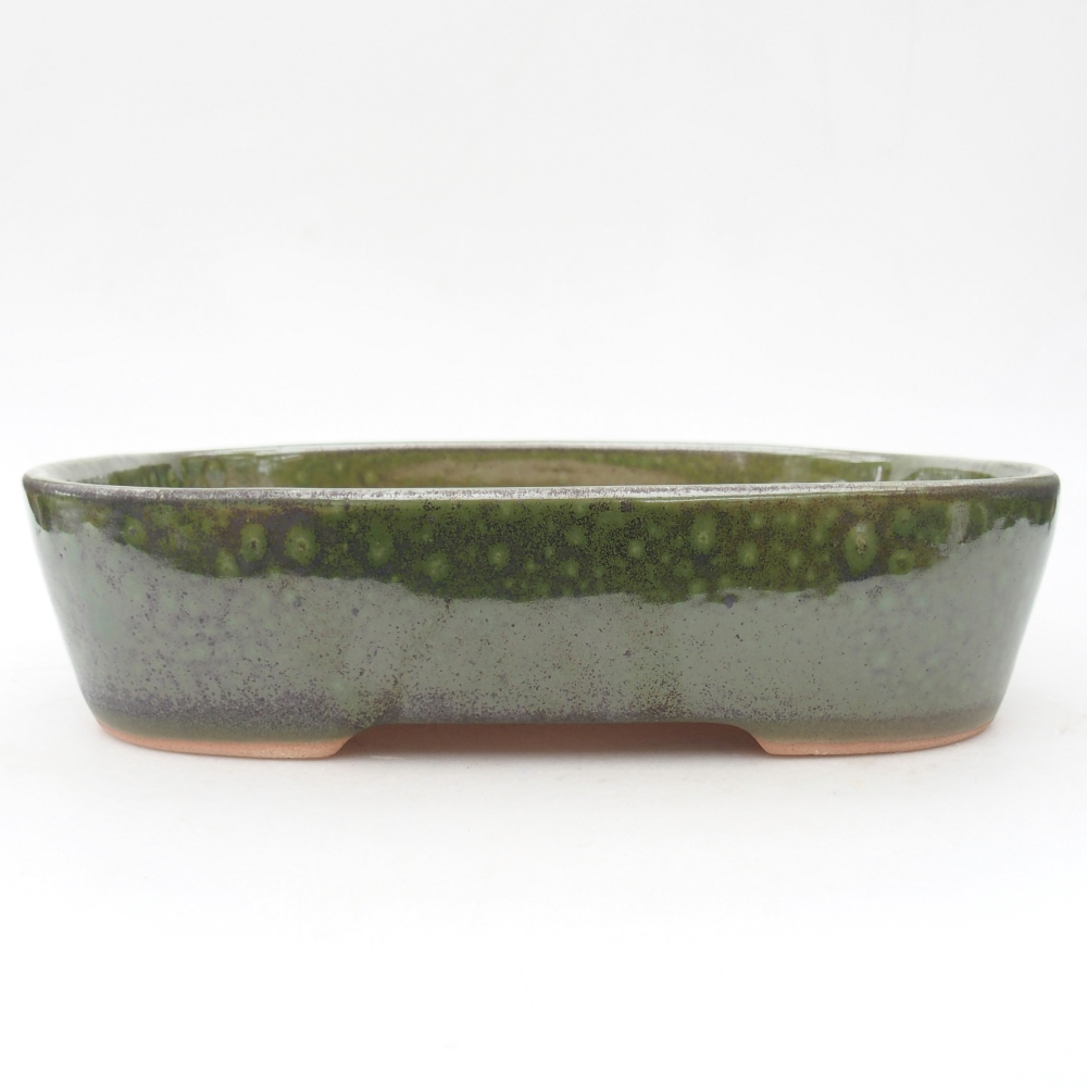 Ceramic bonsai bowl 22,5 x 17 x 6 cm, green