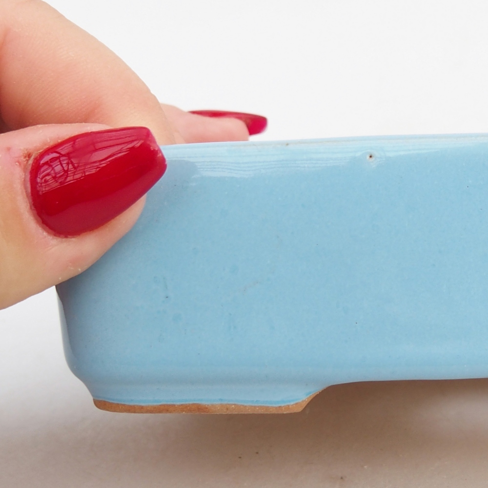 Ceramic bonsai bowl 12,5 x 9,5 x 3,5 cm, colour blue