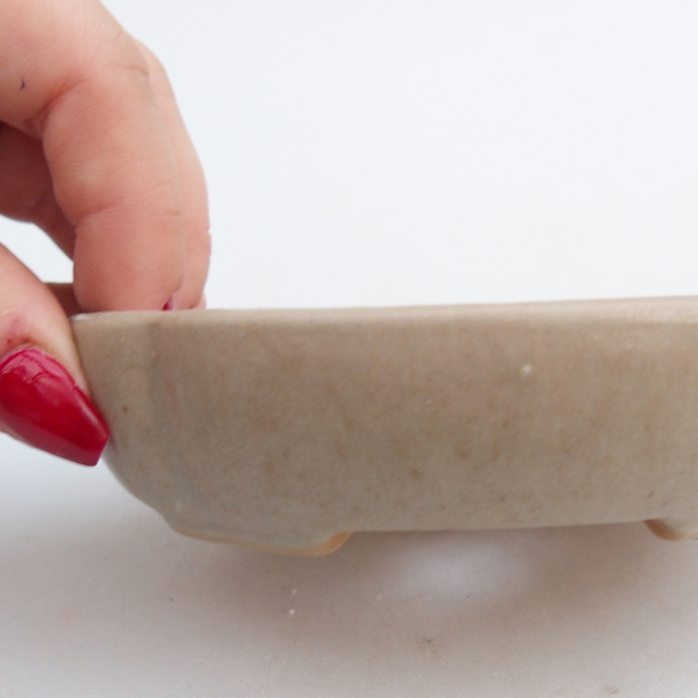 Ceramic bonsai bowl 11 x 11 x 3 cm, colour beige