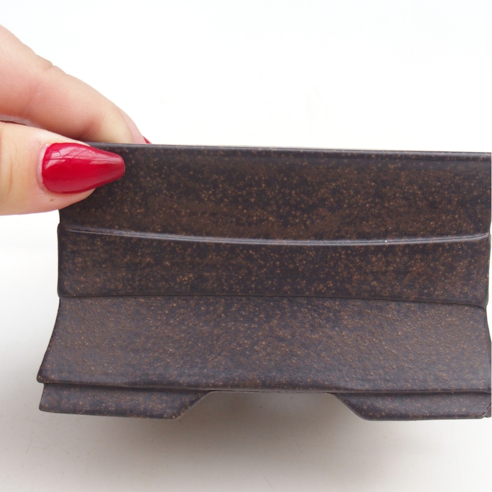 Ceramic bonsai bowl 12 x 12 x 6,5 cm, colour brownish ochre