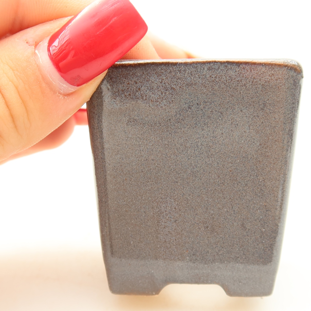 Ceramic bonsai pot, 4.5 x 4.5 x 5 cm, gray