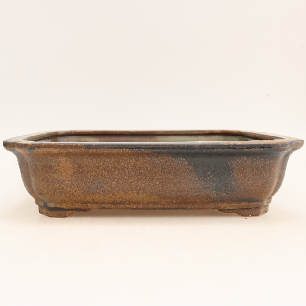 Ceramic bonsai pot, 27.5 x 21.5 x 7 cm, brown
