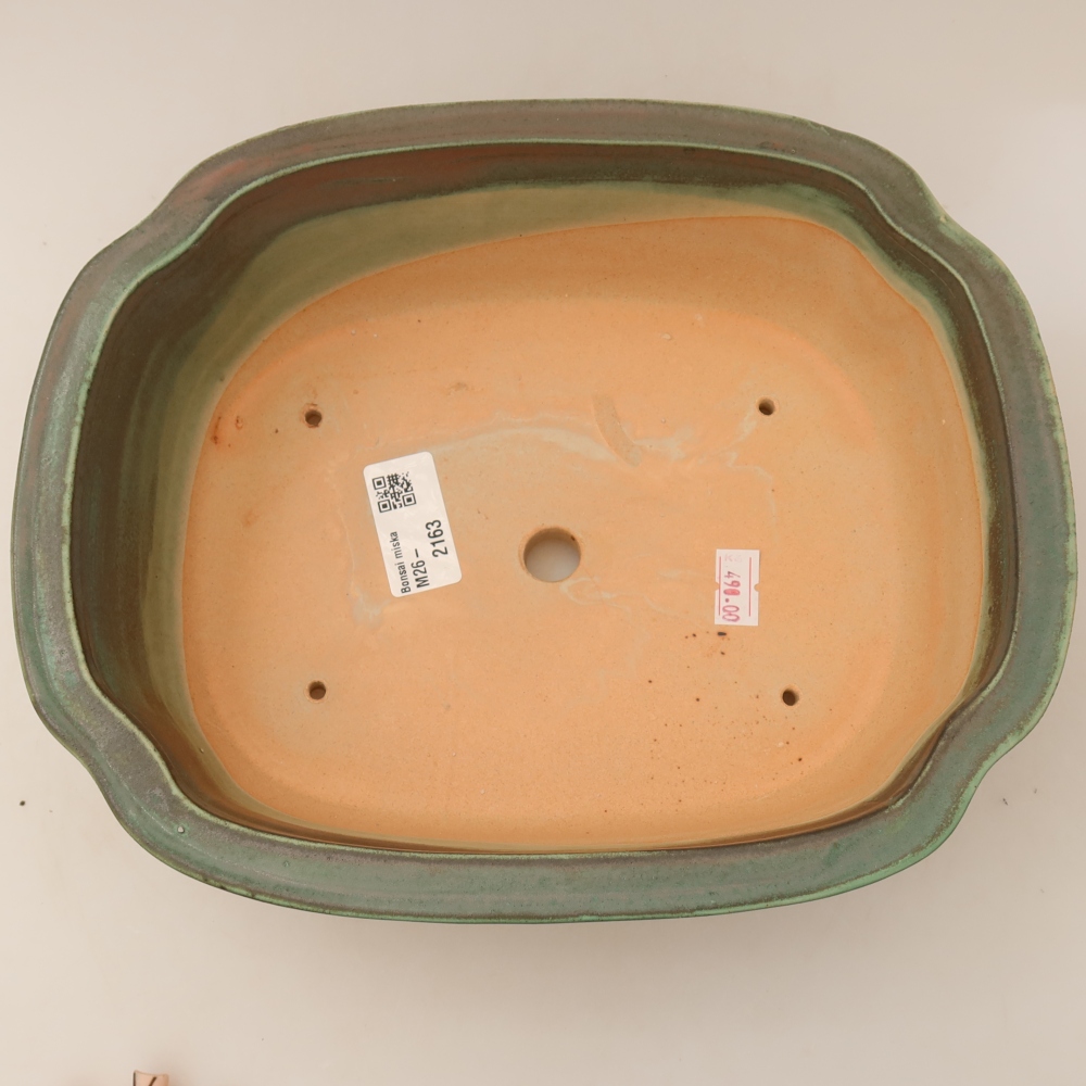 Ceramic bonsai pot, 24.5 x 21 x 7.5 cm, green