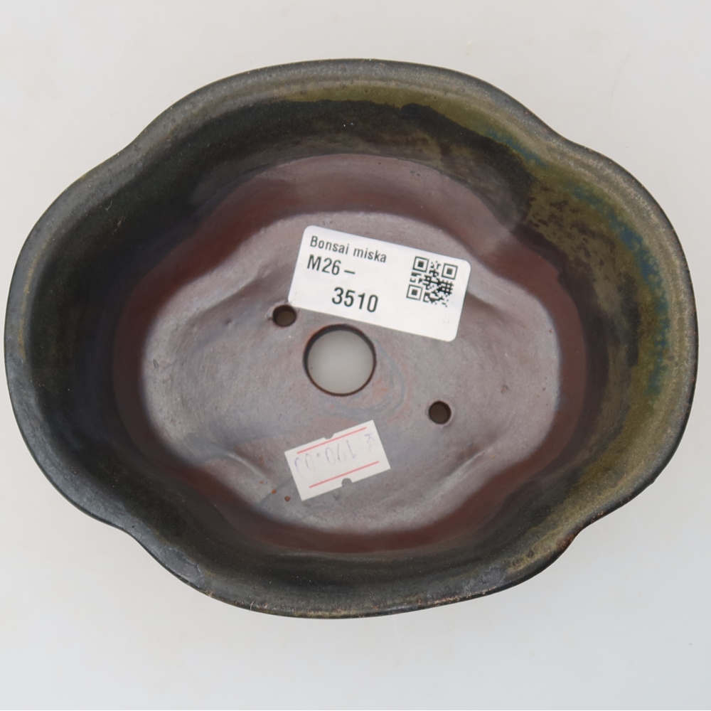 Ceramic bonsai pot, 13.5 x 11 x 6 cm, brown