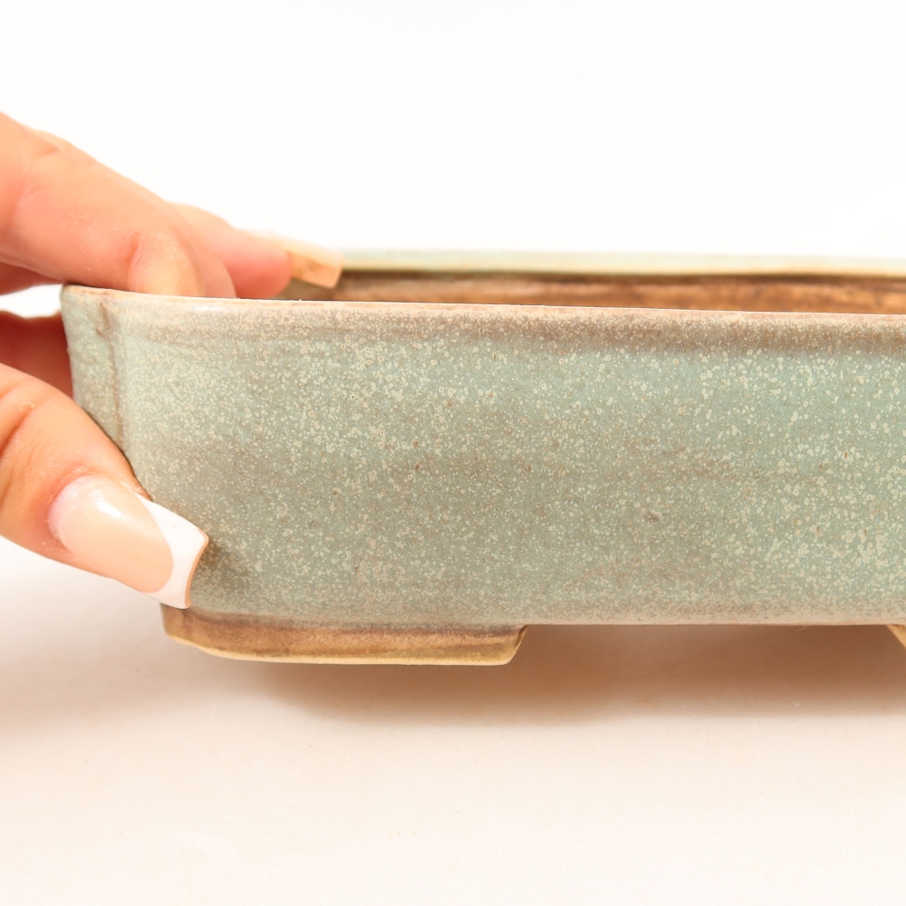 Ceramic bonsai bowl 17,5 x 14 x 5 cm, green