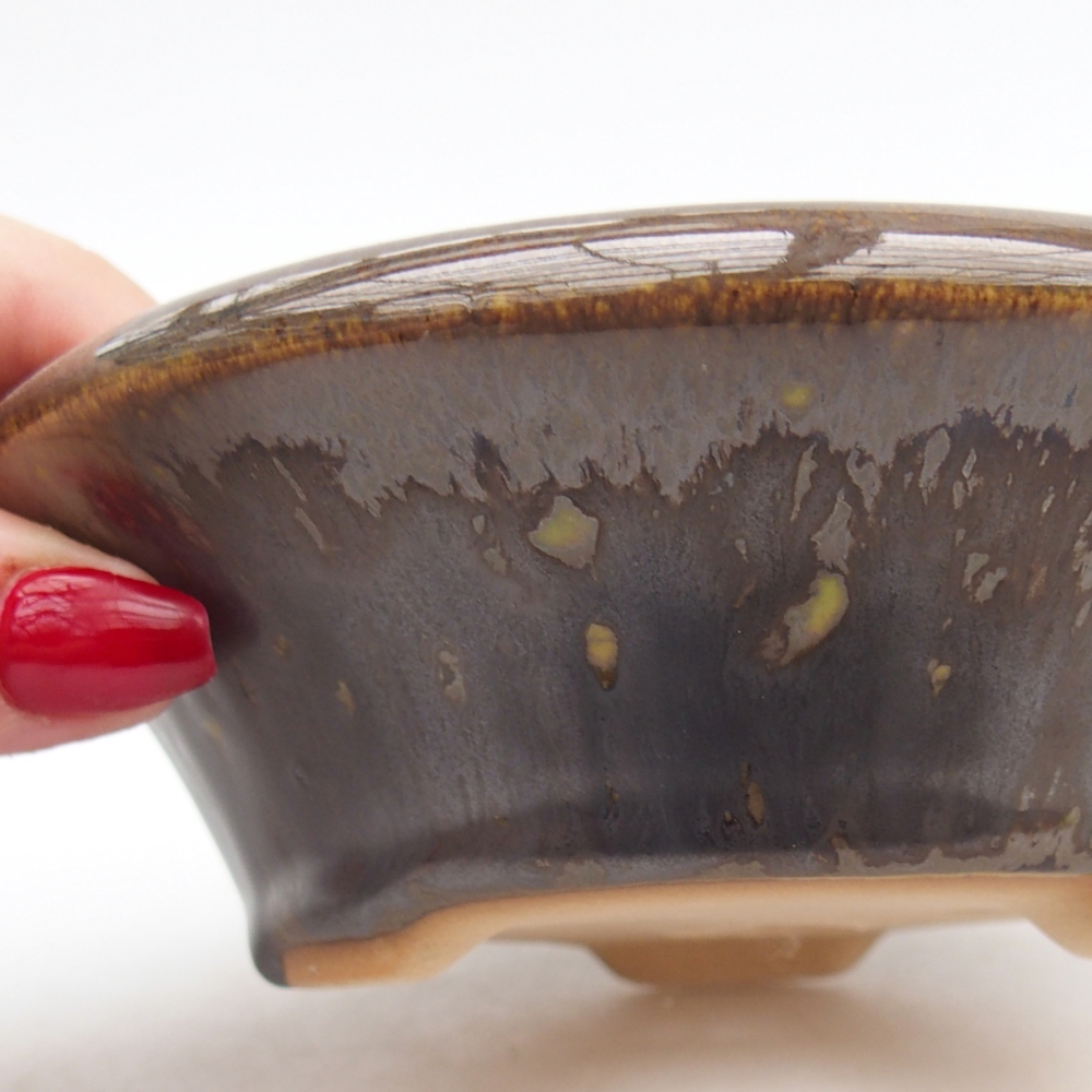 Ceramic bonsai bowl 13,5 x 13,5 x 5 cm, brown