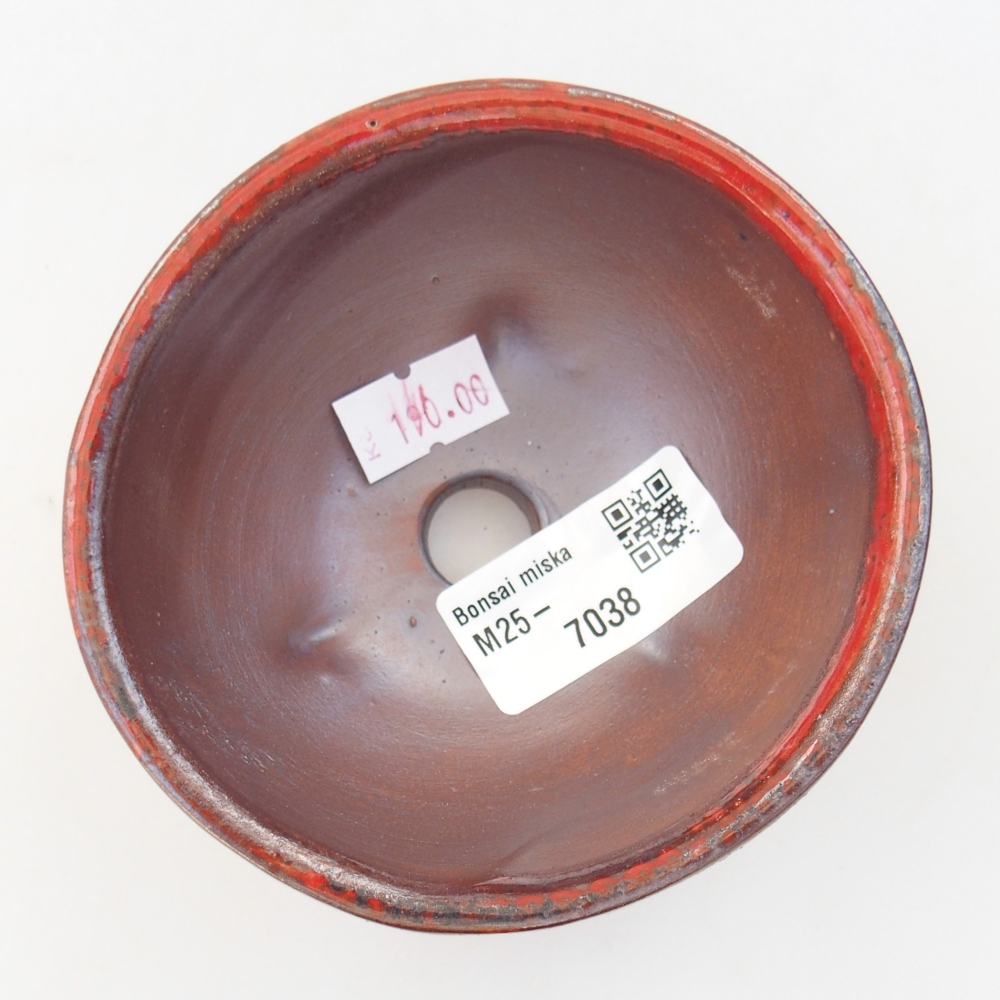 Ceramic bonsai bowl 9,5 x 9,5 x 5 cm, colour red