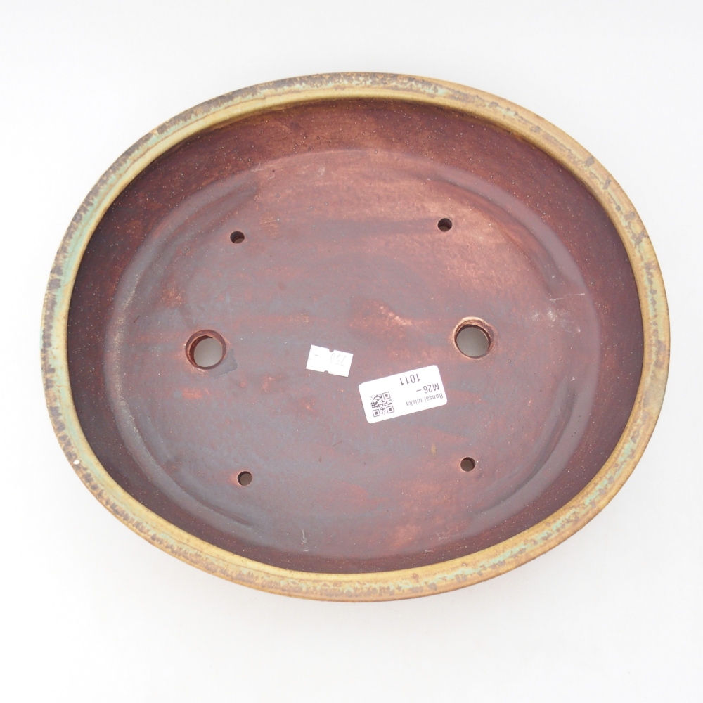 Ceramic bonsai bowl 28 x 24,5 x 6 cm, green