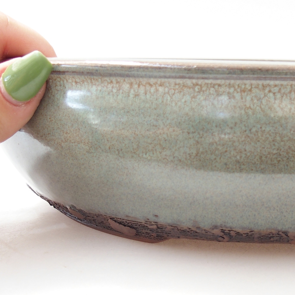 Ceramic bonsai bowl 24,5 x 24,5 x 6,5 cm, green