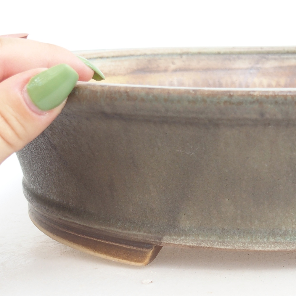 Ceramic bonsai bowl 32,5 x 28 x 7,5 cm, green