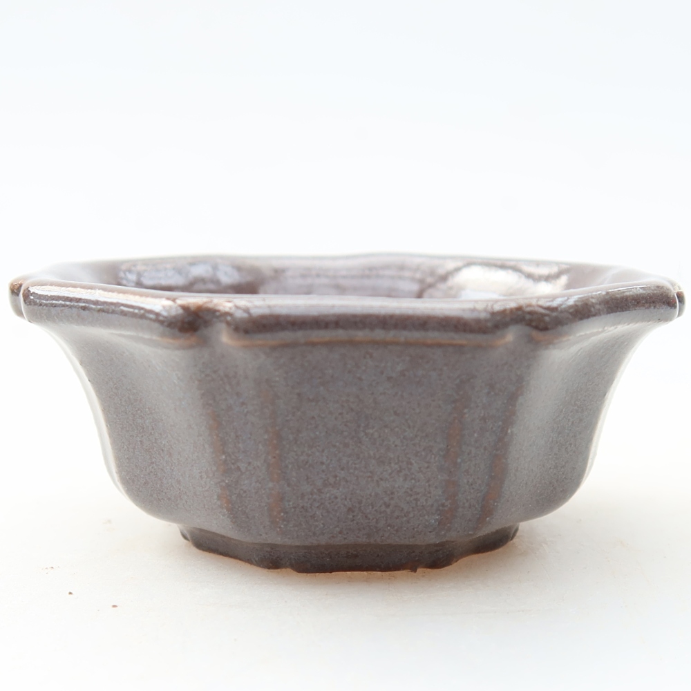 Ceramic bonsai pot, 6 x 6 x 2.5 cm, gray