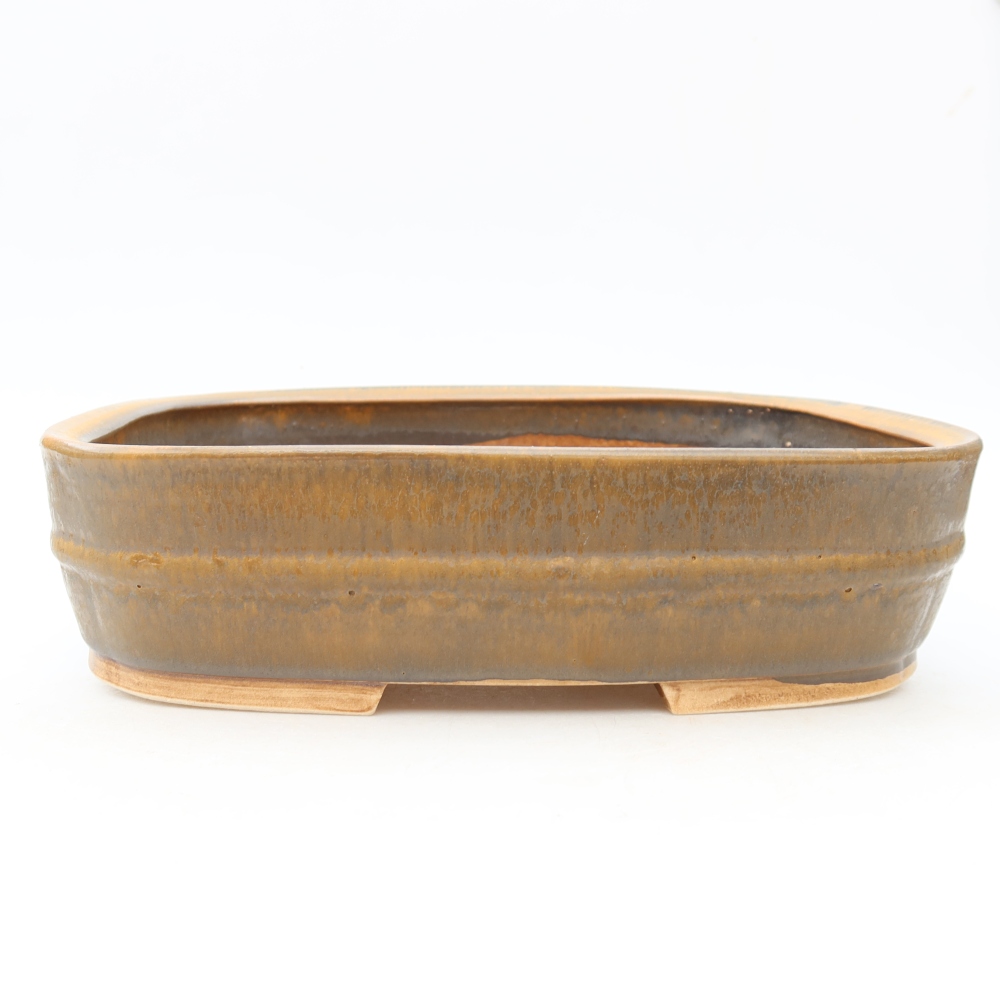 Ceramic bonsai pot, 24.5 x 20.5 x 6.5 cm, brown