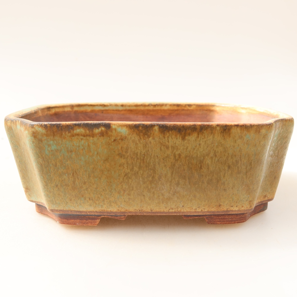 Ceramic bonsai pot, 14 x 11.5 x 4.5 cm, green