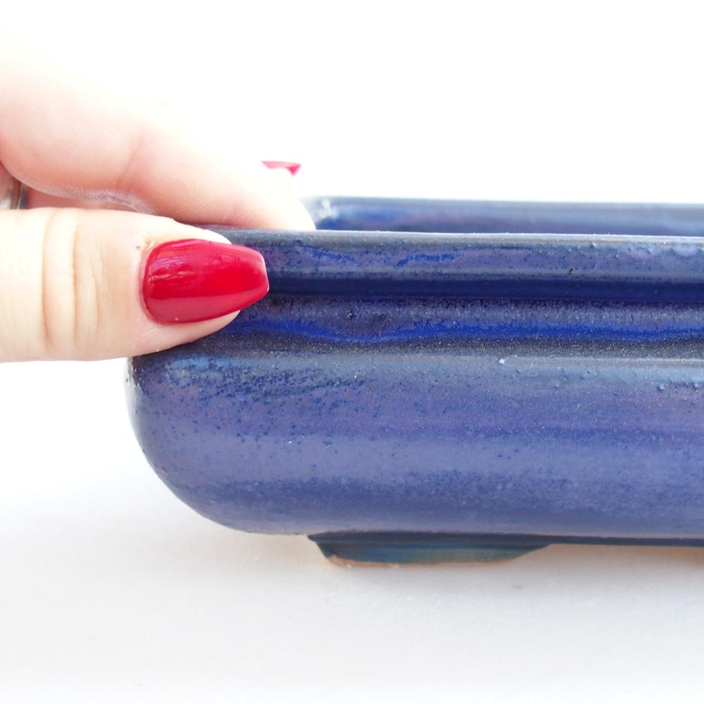 Ceramic bonsai bowl 15,5 x 15,5 x 6 cm, colour blue